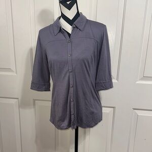 ibex Women's Purple Button-Down Collared Blouse